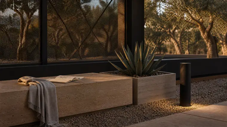 Bench Planter Light Detail