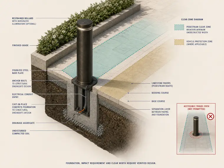 Bollard Foundation Clear Zone