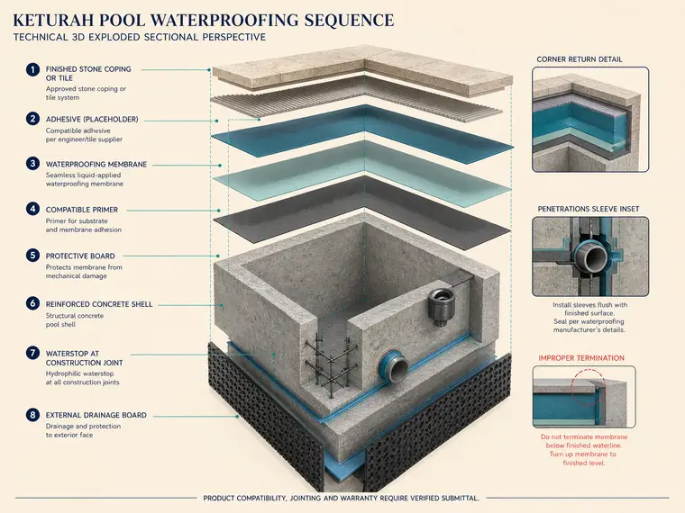 Pool Waterproofing Layer Sequence